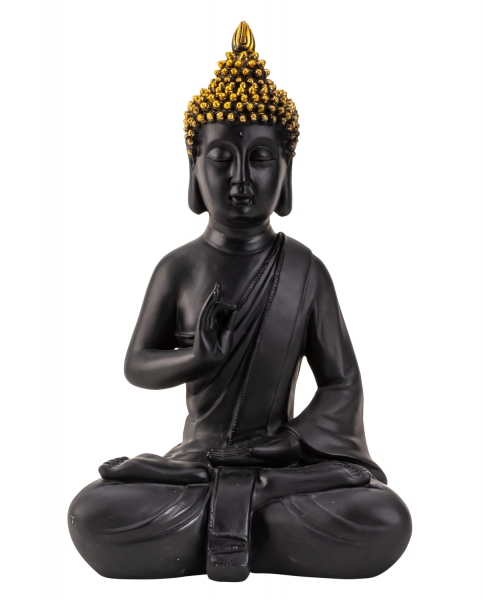 Elegante Buddha Skulptur Höhe 38,5 cm Breite 24 cm schwarz
