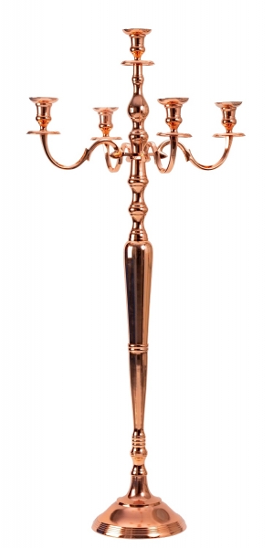 Exklusiver Kerzenständer 5-armig Höhe 121 cm Kerzenhalter aus Metall roségold