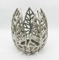 Preview: '"Moderner Kerzenhalter ''Blumen'' 23 cm x 18 cm Alu Silber Kerzen bis D: 10,5 cm"'