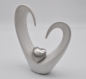 Preview: Elegantes Dekoherz Deko 25 cm Weiß/Silber Dekoration Herz Skulptur Liebe