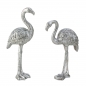 Preview: Designer Flamingo 2er SET Höhe 24 cm + 20 cm silberfarben glitzernd