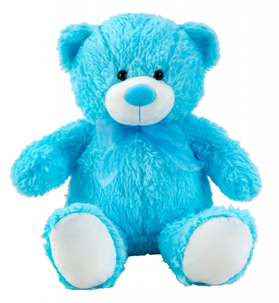 Teddybär blau sitzend mit Schleife 50 cm Kuscheltier Stofftier Plüschbär
