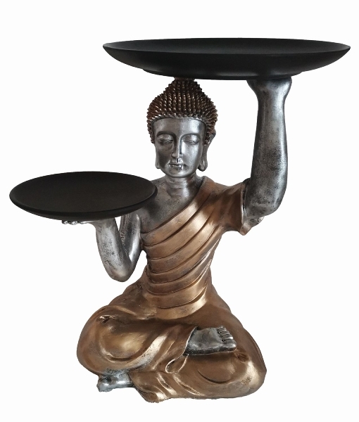 Buddha Kopf Spardose 33 cm Schwarz Gold Sparbüchse Feng Shui Dekofigur