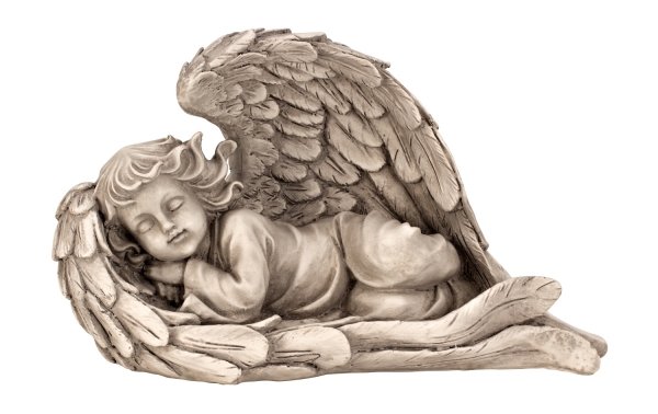 Exklusiver Vintage Engel schlafend in grau/weiß Höhe 19 cm Breite 30 cm