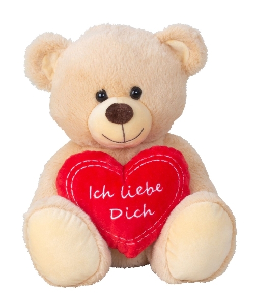 Teddybär mit Herz "Ich liebe dich" Kuschelbär 30 cm braun mit Herz Kuscheltier Stofftier Geschenk