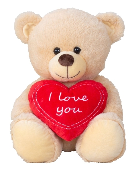 Teddybär mit Herz "I Love You" Kuschelbär 30 cm braun mit Herz Kuscheltier Stofftier Geschenk