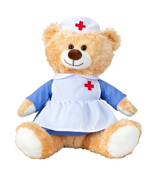 Teddybär Krankenschwester Kuschelbär 33cm braun Kuscheltier Stofftier Geschenk