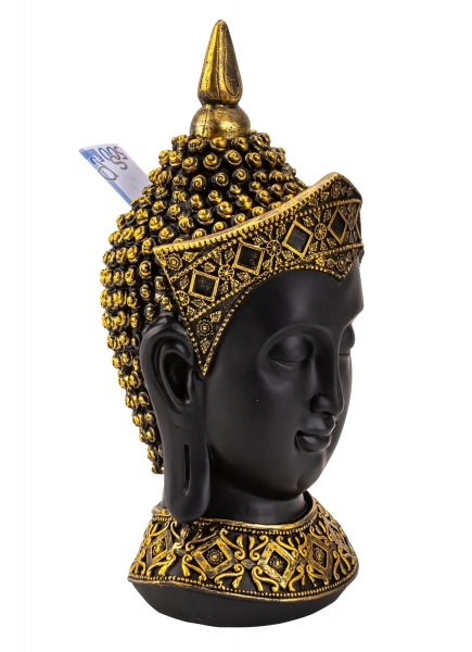 Exklusive Buddha Spardose Höhe 33 cm schwarz Buddhakopf Moderne Sparbüchse