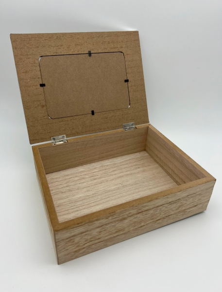 Schatulle mit Bild Edelstahl Holz 22 cm für Schmuck Ringe Kleinteile Ablage