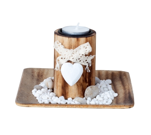 Teelichthalter Set mit Herz und Schleife 15x15cm Tischdeko Kerzenhalter Dekoration