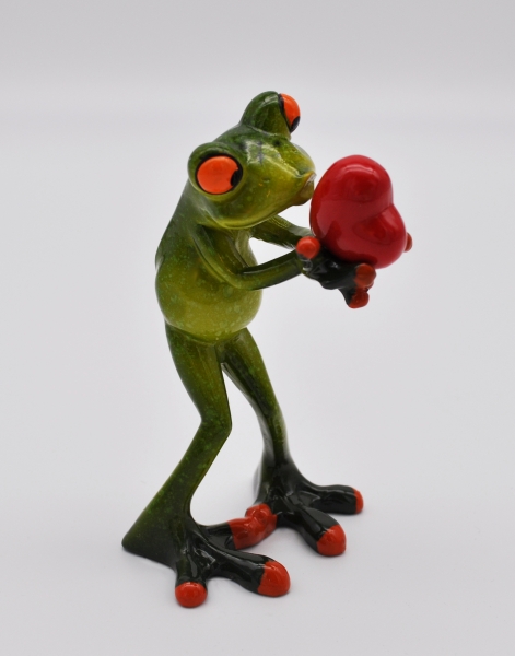Frosch mit Herz 14 cm hellgrün Dekofigur Froschfigur Liebe Zierfigur