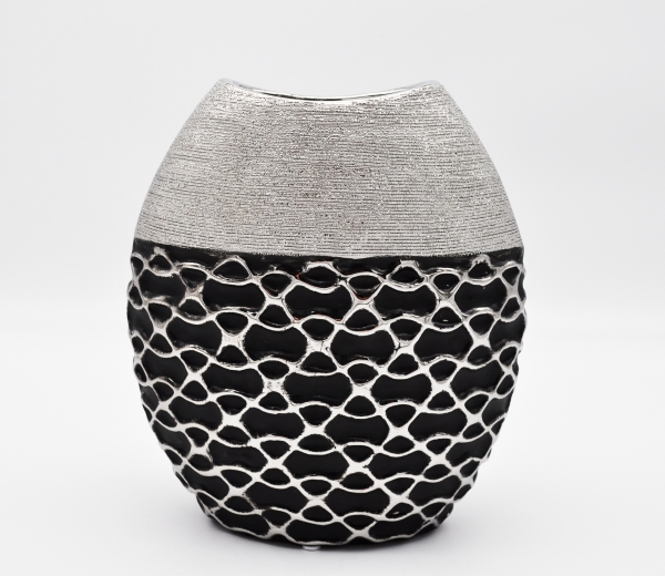 Moderne Vase 25 cm Schwarz/Silber Dekovase Blumenvase