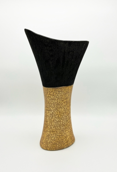 Moderne Vase 40 cm Champagner/Gold/Schwarz Blumenvase Dekovase Dekoration