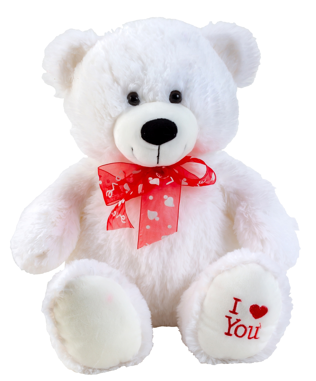 Teddybär "I Love You" Kuschelbär in Weiß mit Schleife Kuscheltier Valentinstag 