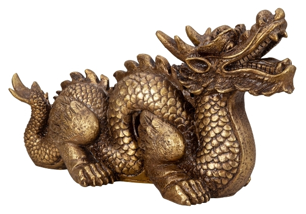 Majestätischer Goldener Drache - 25 cm Höhe, 44 cm Breite, 1,6 kg Dekoration Skulptur