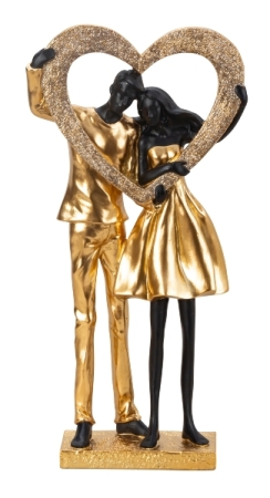 Paarfigur mit Herz aus Kunststein Dekofigur – Exklusive Skulptur Höhe 35,5 cm Breite 17,5 cm
