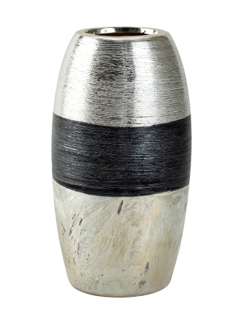 Exklusive Hochwertige Vase Höhe 21 cm Dekovase in Silber/Anthrazit