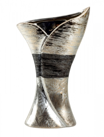 Exklusive Hochwertige Vase Höhe 27,5 cm Dekovase in Silber/Anthrazit
