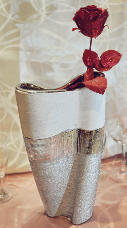 Exklusive hochwertige Vase Höhe 35 cm Dekovase in silber