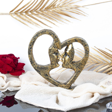 Herz Skulptur Gesicht aus Kunststein – Symbol der Liebe und Verbundenheit Höhe 21 cm Breite 20 cm