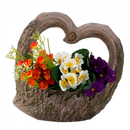 XXL-Blumentopf "Herz" für den Garten Holzoptik Höhe 31 cm Breite 33 cm