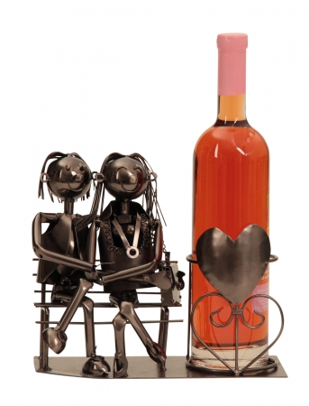 Exklusiver Weinhalter "Liebespaar" aus Metall Höhe 22 cm Breite 25 cm Weinflaschenhalter