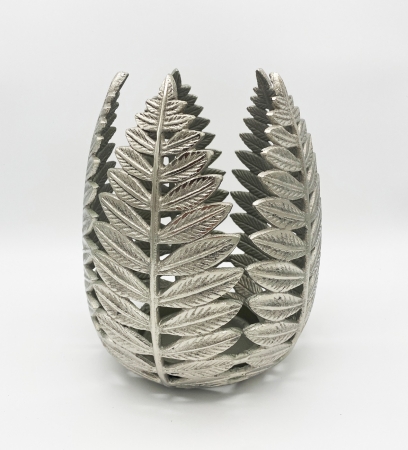 '"Moderner Kerzenhalter ''Blätter'' 23 cm x 18 cm Alu Silber Kerzen bis D: 10,5 cm"'