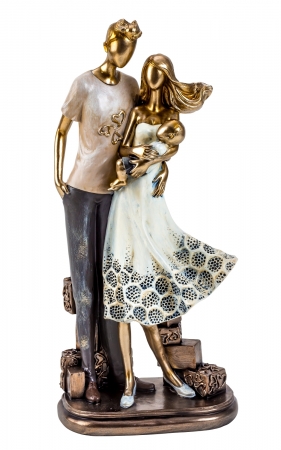 Exklusive Skulptur "Paar mit Baby" Höhe 33 cm Breite 15 cm Modern Couple