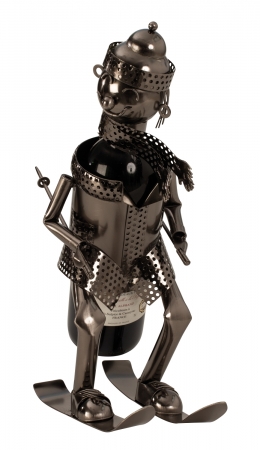 '"Moderner Weinflaschenhalter ''Skifahrer'' Höhe 34,5 cm Flaschenhalter Geschenkidee"'