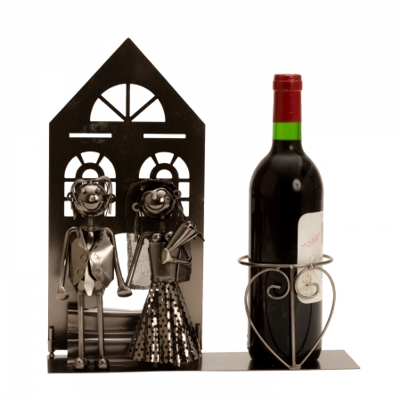 Moderner Weinflaschenhalter 'Hochzeitspaar' Höhe 32,5 cm Flaschenhalter Geschenkidee