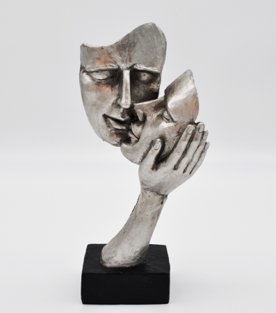 Moderne Deko Büste Liebespaar 30 cm Schwarz/Silber Skulptur Dekoration