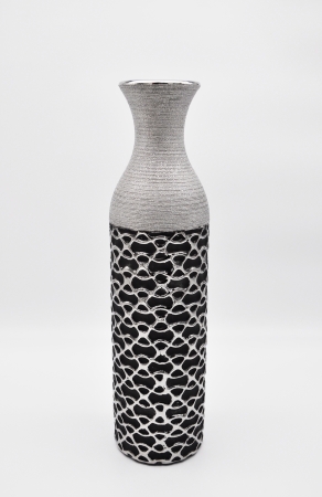 Moderne Bodenvase 50 cm Schwarz/Silber für Pampasgras Vase Blumenvase