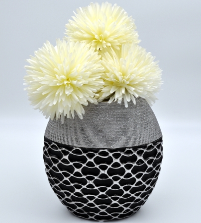 Moderne Vase 25 cm Schwarz/Silber Dekovase Blumenvase
