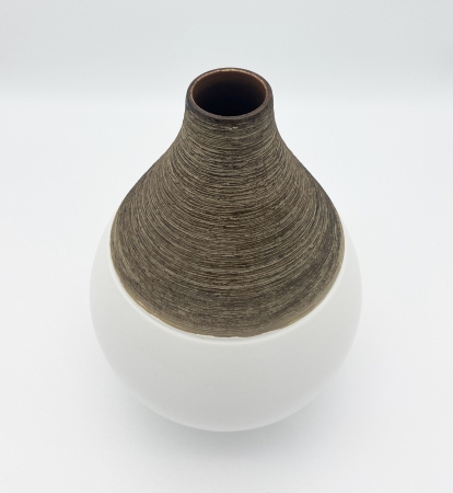 Moderne Blumenvase 25 cm Holzoptik/Weiß Modern Vase Deko