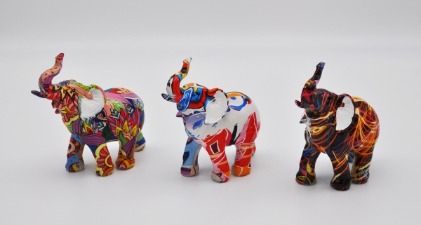 Moderner Elefant 13 cm mehrfarbig Deko Afrika Tierwelt Dekoskulptur Figur