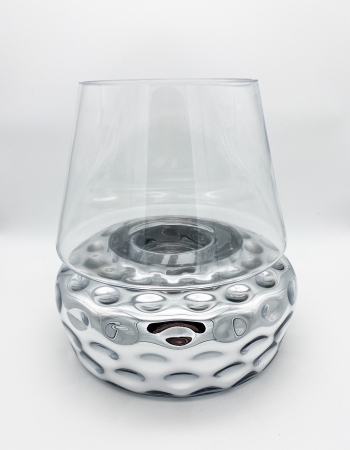 Modernes Windlicht 'Dots' 27 cm Silber Deko Kerzenhalter Dekoideen